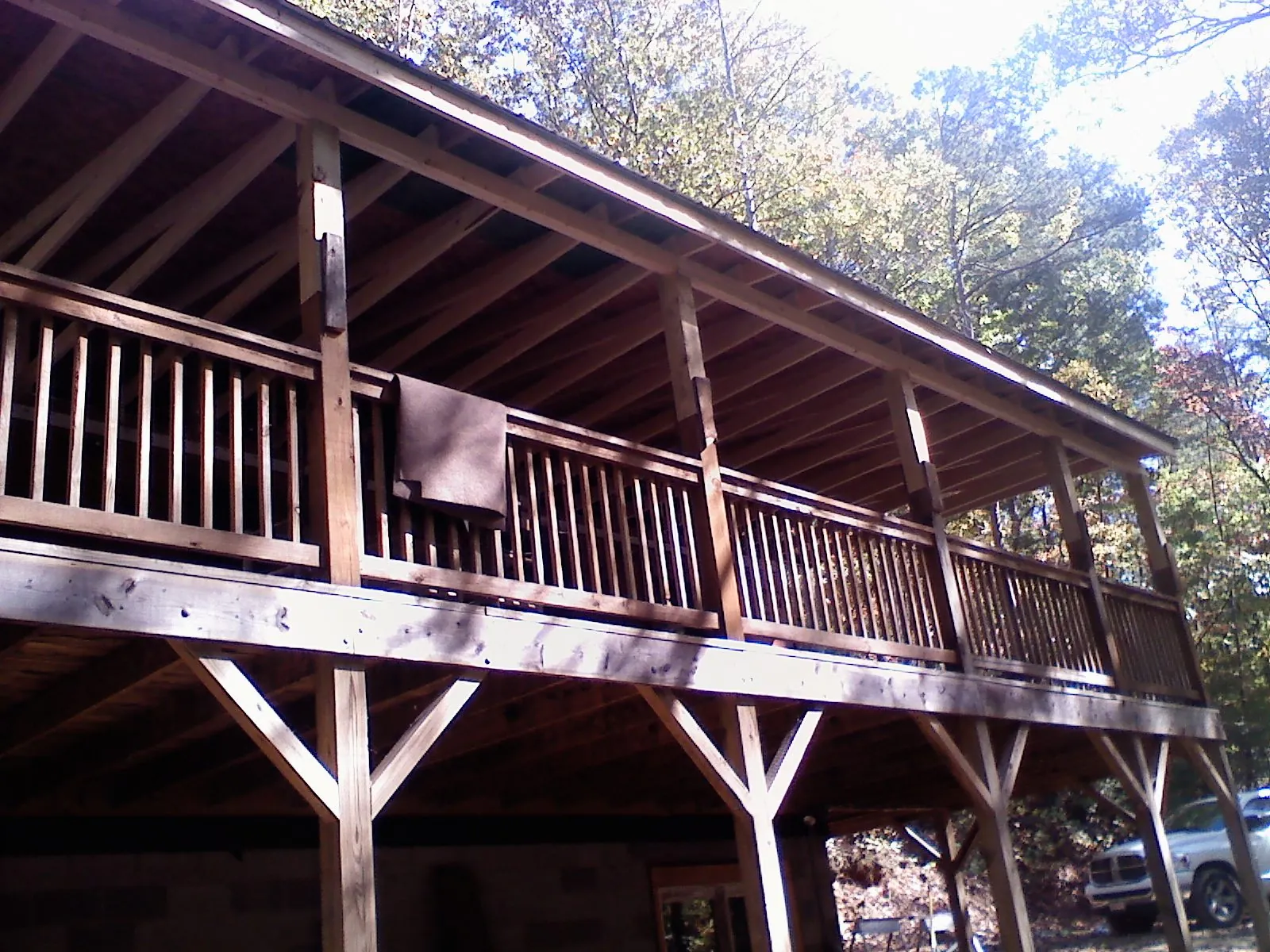 Timber framing under a new elevated porch and deck — Roof Leak Repair in Langhorne by Roofing Brothers